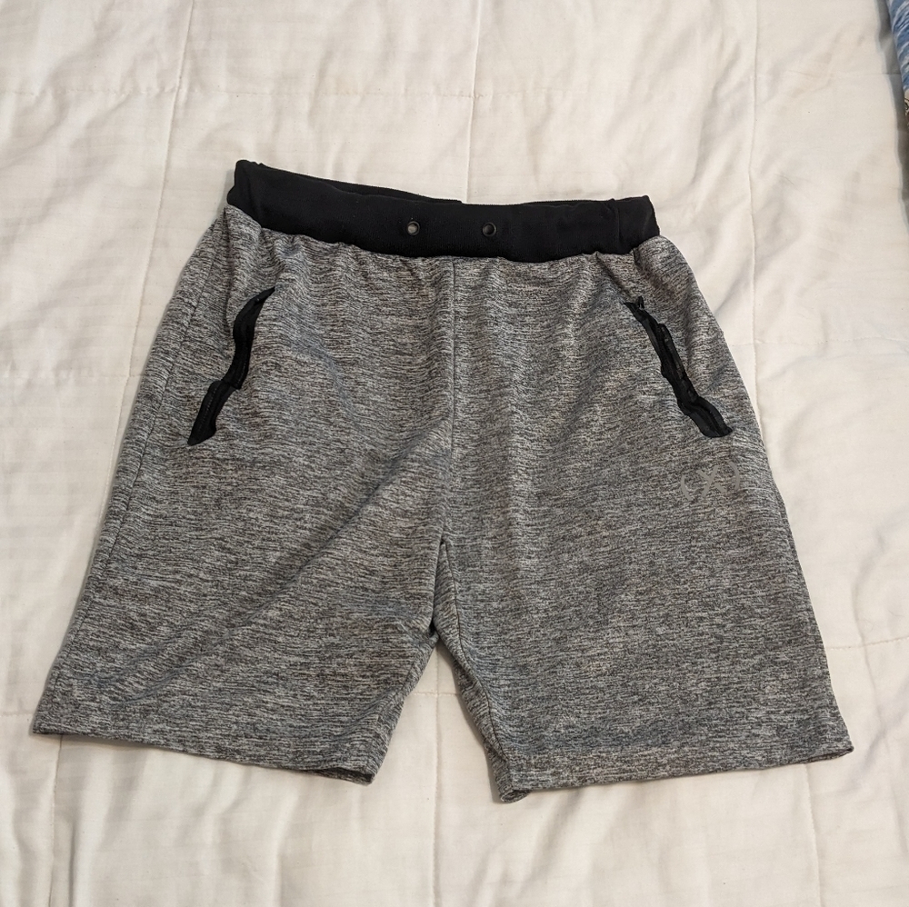 2(X)ist elastic waist, heather gray and black shorts size Medium